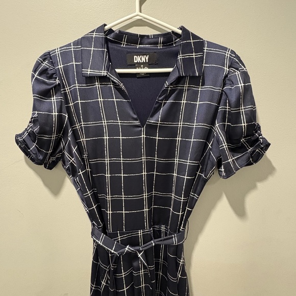 DKNY Dark Blue Plaid Midi Dress - Picture 2 of 5